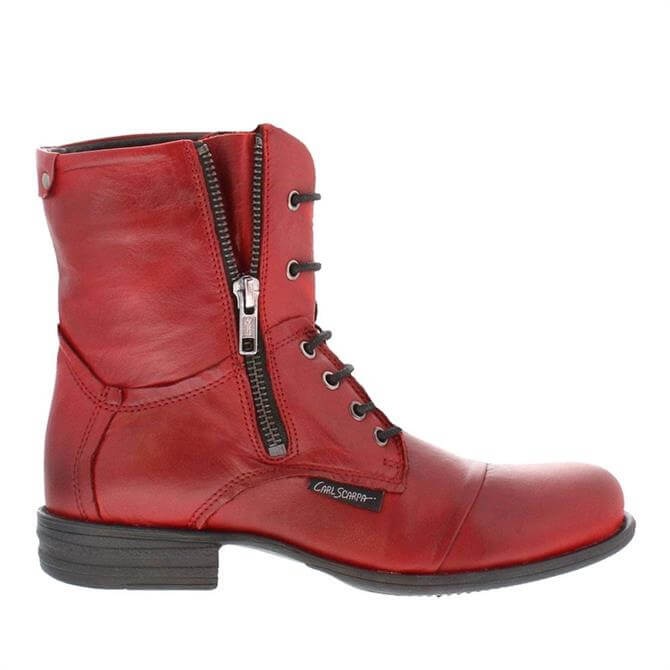Carl Scarpa Pilar Red Leather Ankle Boots